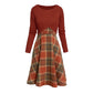 Elegantes Karo-Kleid mit Crop-Top-Set für Damen
