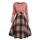 Elegantes Karo-Kleid mit Crop-Top-Set für Damen