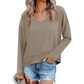 Lockeres Langarmshirt mit V-Ausschnitt für Damen