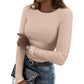 Klassisches geripptes Strickoberteil mit Rundhalsausschnitt für Damen