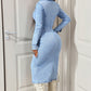 Knielanges Denim-Kleid mit langen Ärmeln und Knopfleiste