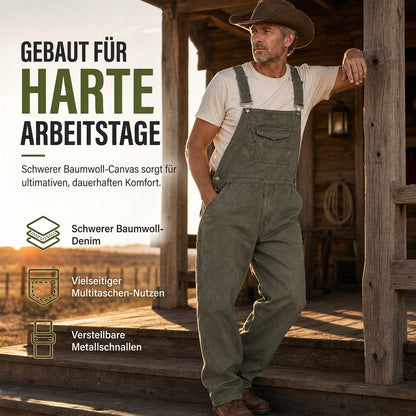 Schwere Baumwolloveralls für Herren, Relaxed Fit, gerades Bein, Utility-Latzhosen mit mehreren Taschen