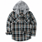 Karierter Kapuzenpullover mit Reißverschluss für Herren, lockere Passform, American Style, angerautes Hoodie-Sweatshirt