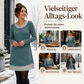 🧶 Damen-Strickkleid mit Karomuster im Patchwork-Design – Lässig, weich & immer passend