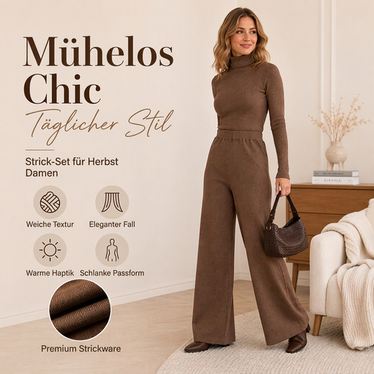 📢🎉50%Rabatt!!!🛍️✨Damen-Set aus Rollkragen-Strickoberteil und weit geschnittenen Hosen