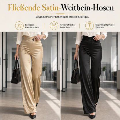 📢🎉50%Rabatt!!!🛍️✨Elegante hoch taillierte Satin-Weithosen mit asymmetrischer Taille