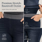 🔥Beliebtes Produkt ！✨Damen-Jeans mit hoher Leibhöhe, Schlupfbund, Slim Fit, Dunkelwaschung und breitem elastischem Bund