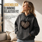 🔥Beliebtes Produkt ！✨Legeres Fleece-Hoodie für Damen mit Leopardenherz-Motiv und Kängurutasche