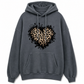 🔥Beliebtes Produkt ！✨Legeres Fleece-Hoodie für Damen mit Leopardenherz-Motiv und Kängurutasche