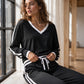 📢🎉50%Rabatt!!!🛍️✨Damen-Set mit V-Ausschnitt-Pullover und Weithosen