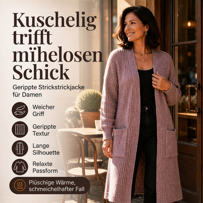 🌟 Der Look, den alle suchen – bei uns 50% günstiger! Gemütliche lang geschnittene Rippstrick-Cardigan für Damen
