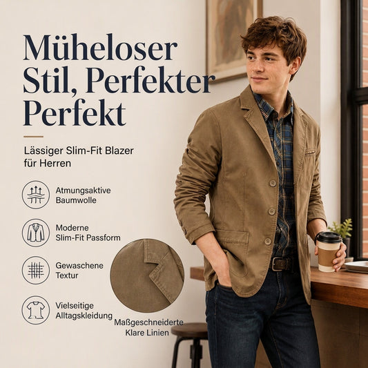 📊 Über 200.000 Verkäufe – Dankeschön mit 50% Rabatt! Herren-Slim-Fit-Jacke mit Kerbkragen