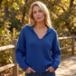 Damen-Strickpullover mit V-Ausschnitt und Reverskragen