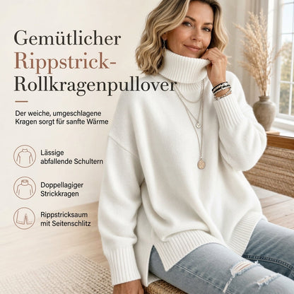 Damen Grobstrick-Pullover mit lockerem Schnitt und Rollkragen