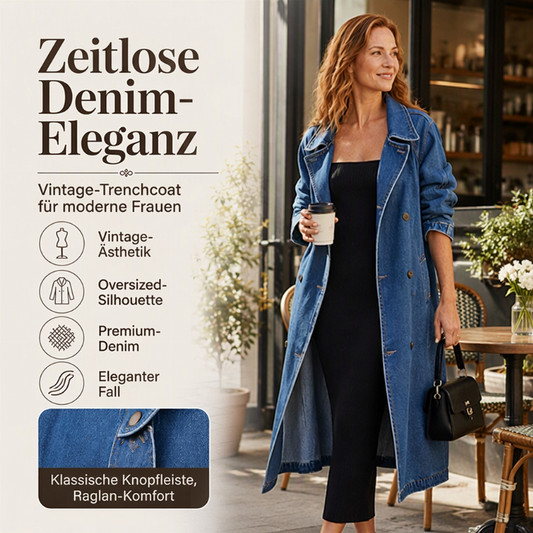 Damen längere Doppelreihige Jeansjacke
