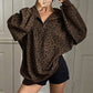 🐆 Damen Sweatshirt mit Leopardenmuster & Viertelreißverschluss – Lässig, bequem & immer passend