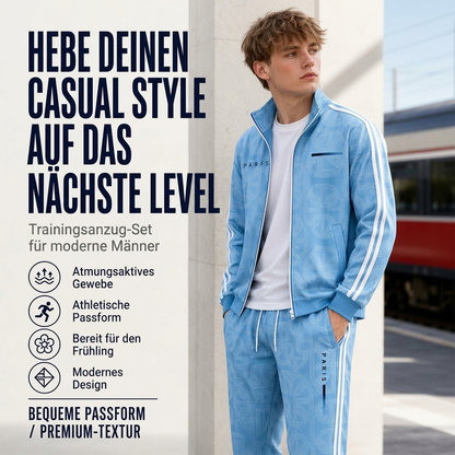 📢🎉50%Rabatt!!!🛍️✨Herren-Set mit geometrischem Muster, Jacke mit durchgehendem Reißverschluss und Hose