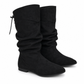 ⌛ Damen Schnürstiefel, schlupfende Wade-Mittelstiefel