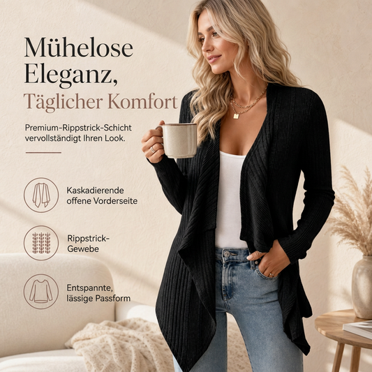 Damen lockerer langärmeliger Strickcardigan