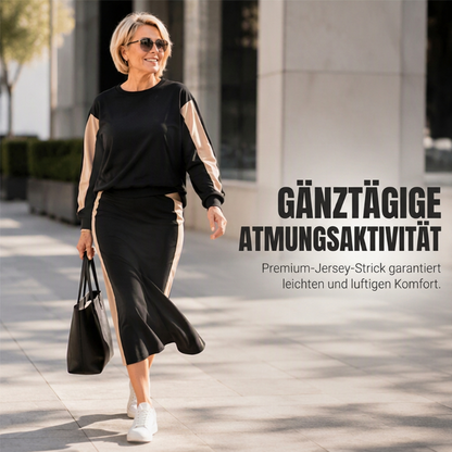 Zweiteiliges Strickset für Damen: Sweatshirt und Midirock