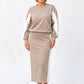 Zweiteiliges Strickset für Damen: Sweatshirt und Midirock