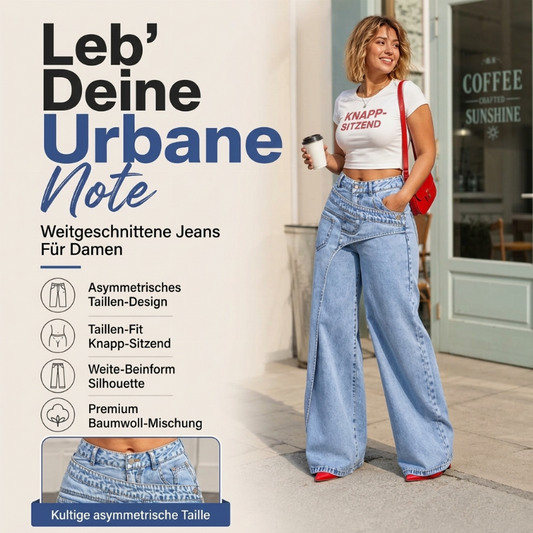 Damen-Modische asymmetrische Wide-Leg-Jeans mit Überlappung