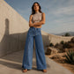 Damen-Modische asymmetrische Wide-Leg-Jeans mit Überlappung