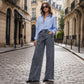 Damen-Modische asymmetrische Wide-Leg-Jeans mit Überlappung