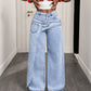 Damen-Modische asymmetrische Wide-Leg-Jeans mit Überlappung