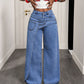 Damen-Modische asymmetrische Wide-Leg-Jeans mit Überlappung