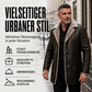 Herren-Kunstledermantel mit Reverskragen und Plüschfutter