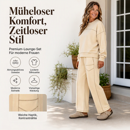 Freizeit-Sweatshirt und Wide-Leg-Hosen Set für Damen