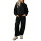 Freizeit-Sweatshirt und Wide-Leg-Hosen Set für Damen