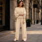 Freizeit-Sweatshirt und Wide-Leg-Hosen Set für Damen