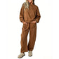 Freizeit-Sweatshirt und Wide-Leg-Hosen Set für Damen