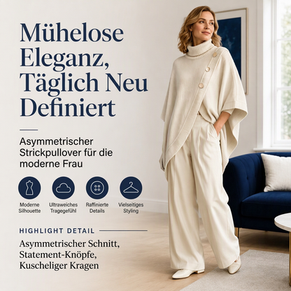 📢🎉50%Rabatt!!!🛍️✨Damen asymmetrischer Rollkragen-Poncho Strickpullover
