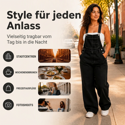📢🎉50%Rabatt!!!🛍️✨Damen Weite Bein Jeans Latzhose mit Taschen