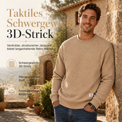 📢🎉50%Rabatt!!!🛍️✨Herren Langarm Jacquard Rundhals Sweatshirt Lockere Passform Verdickter Herbst Winter Oberteil Große Größen