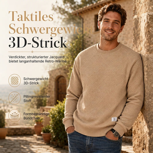📢🎉50%Rabatt!!!🛍️✨Herren Langarm Jacquard Rundhals Sweatshirt Lockere Passform Verdickter Herbst Winter Oberteil Große Größen