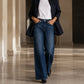 Damen Stretch-Jeans mit hohem Bund und weitem Bein