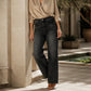 Damen Stretch-Jeans mit hohem Bund und weitem Bein
