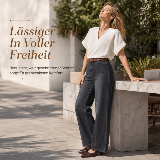 Damen Jeanshose mit hohem Bund und weitem Bein
