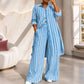 Damen gestreiftes Longline-Hemd mit weit geschnittener Hose