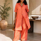 Damen gestreiftes Longline-Hemd mit weit geschnittener Hose