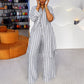 Damen gestreiftes Longline-Hemd mit weit geschnittener Hose