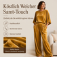 Samt-Set für Damen: Kurzarm-Oberteil & Weite-Hose