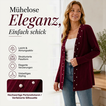 Damen Strickjacke mit Perlenbesatz