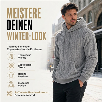 Winter warmer Zopfmuster-Kapuzenpullover für Herren