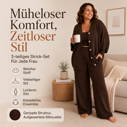 🌪️ Dieser Artikel fliegt raus – der Bestand schmilzt minütlich! Damen 3-teiliges Strick-Loungewear-Set
