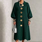 🔥Beliebtes Produkt ！✨Damen Maxikleid aus Rippstrick mit Laternenärmeln